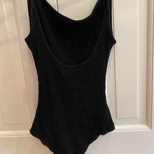Low back black tank jersey bodysuit